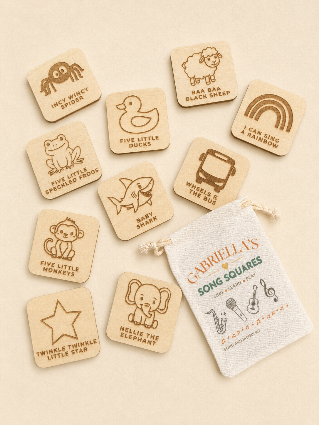Song Squares | Wooden Nursery Rhyme & Singing Activity Set