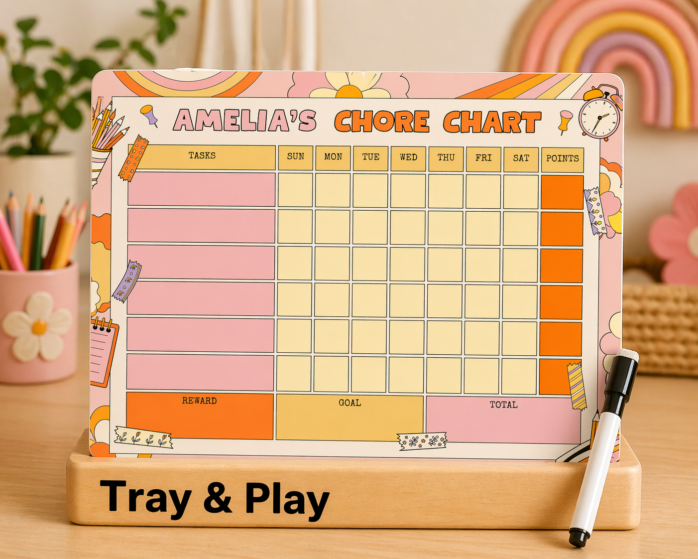 Personalised Flower Power Reward Chart | Reusable Behaviour & Routine Chart