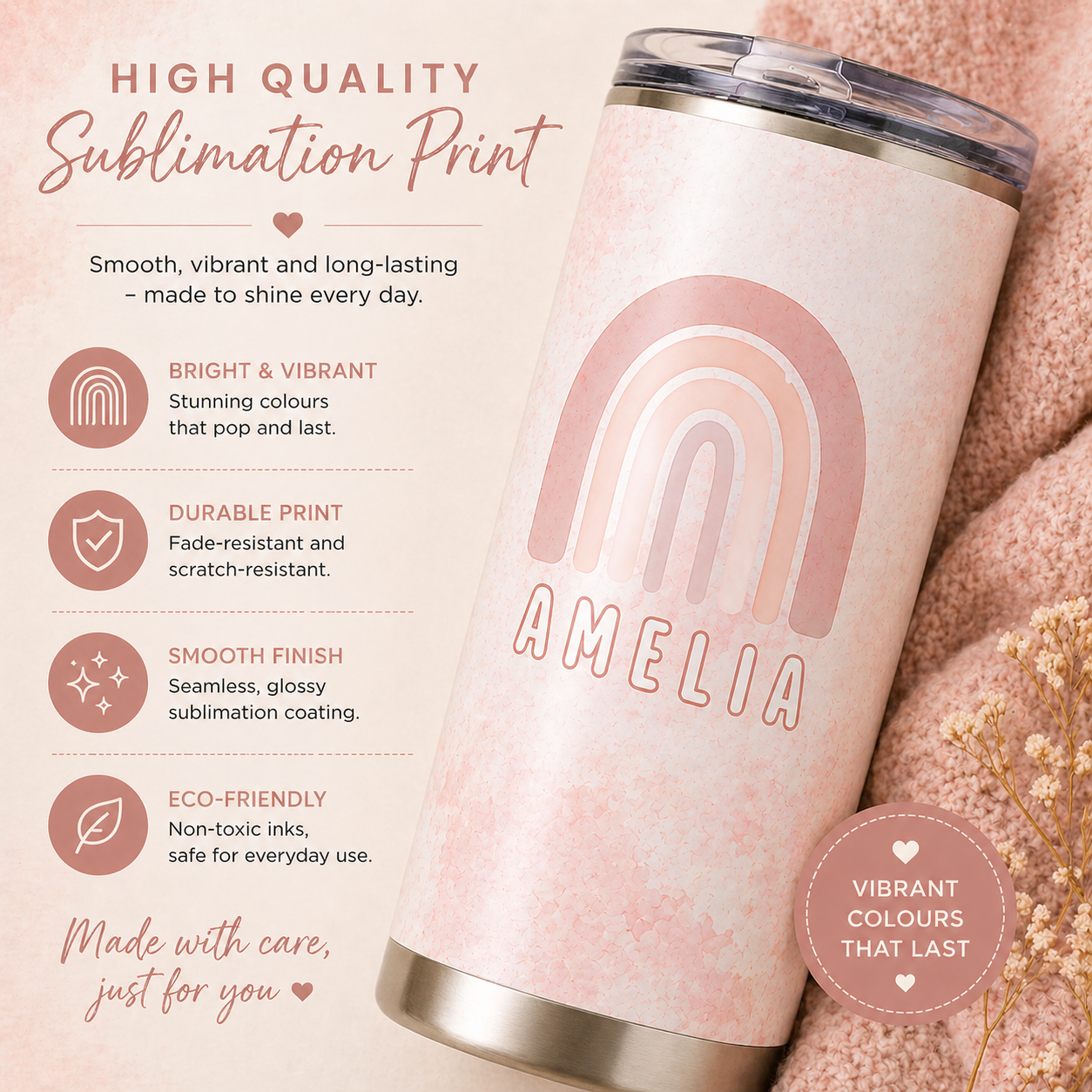 Personalised Rainbow Tumbler | 20oz Insulated Cup