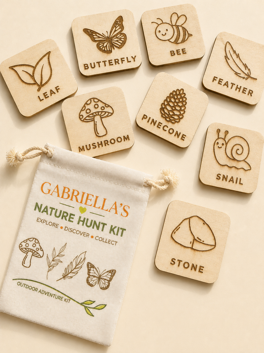 Nature Hunt Kit | Wooden Nature Scavenger Hunt Activity for Kids