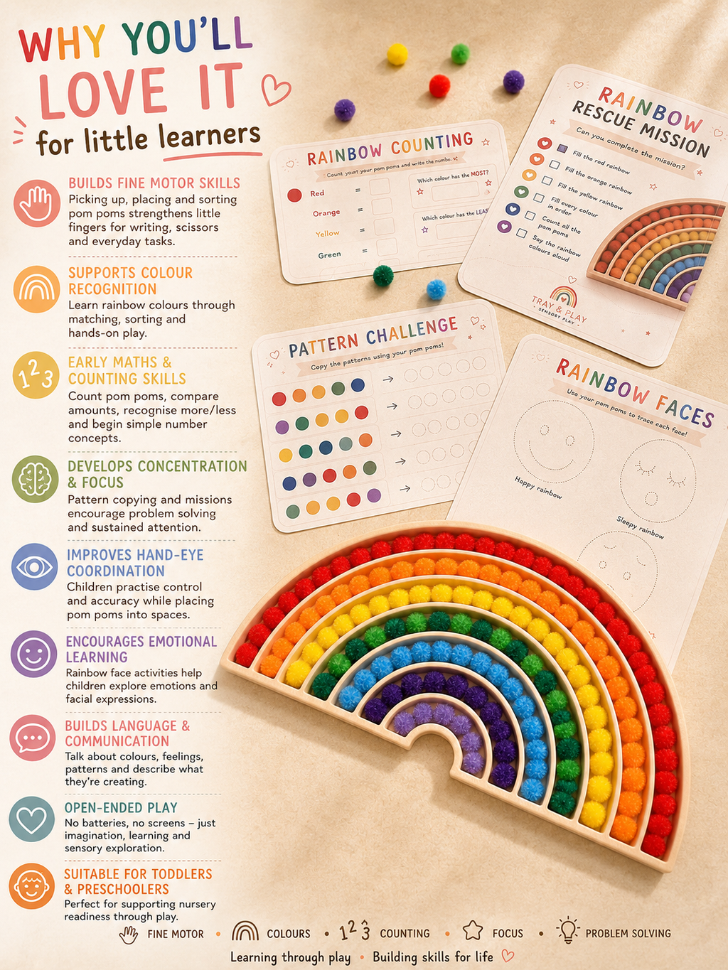 Rainbow Learning Kit | Colour Matching & Fine Motor Activities