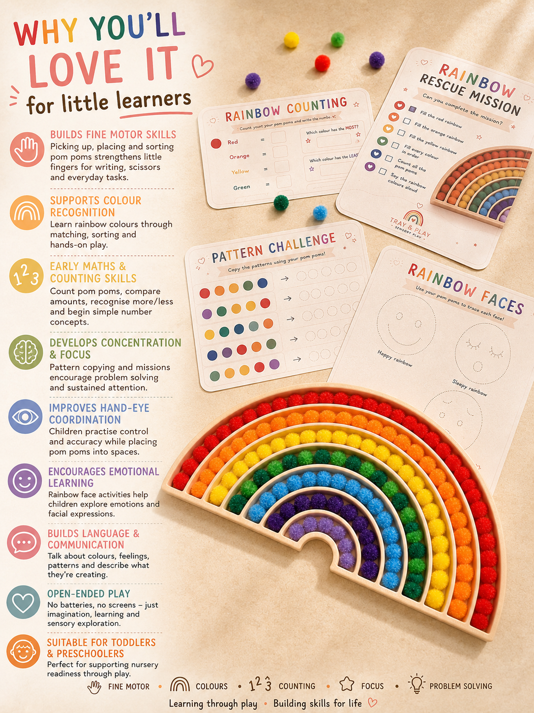Rainbow Learning Kit | Colour Matching & Fine Motor Activities