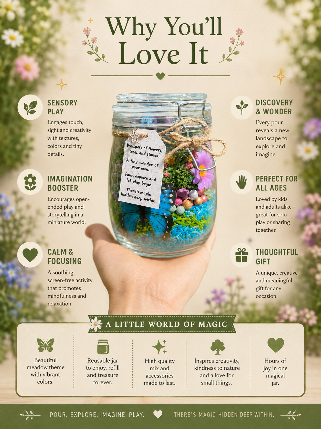 Meadow Sensory Play Jar | Nature Inspired Pour & Play Sensory Kit