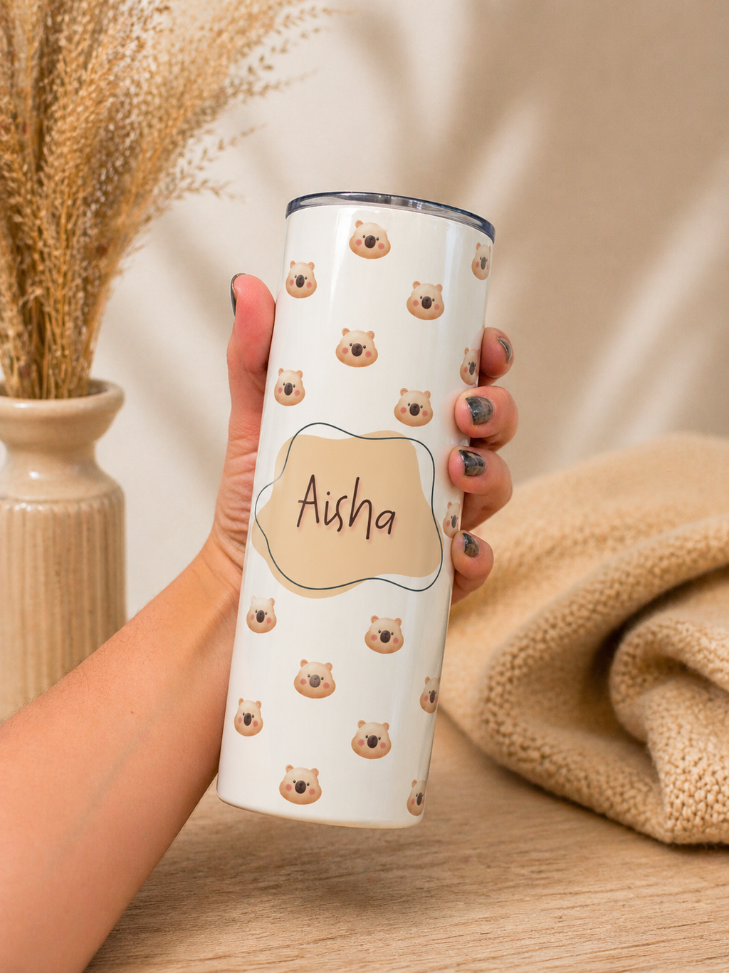 Personalised Teddy Bear Name Tumbler | 20oz Insulated Cup