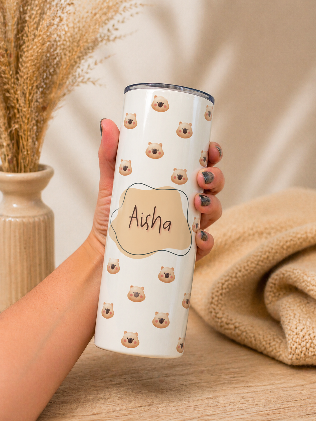 Personalised Teddy Bear Name Tumbler | 20oz Insulated Cup