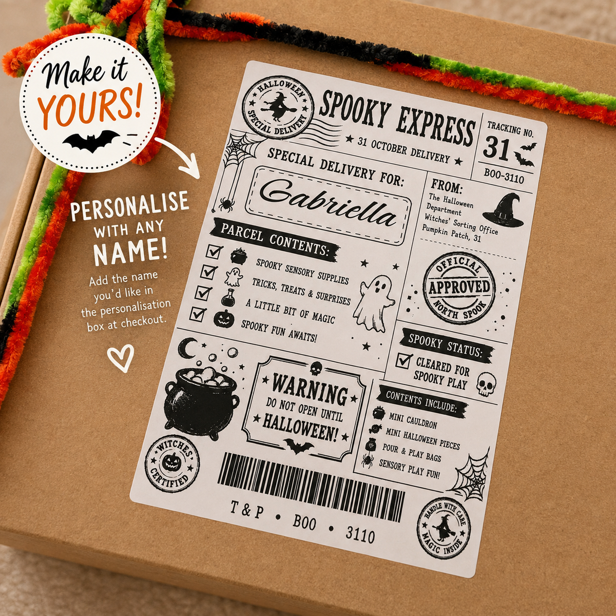 Personalised Premium Halloween Sensory Kit | Spooky Sensory Play for Kids (3+)