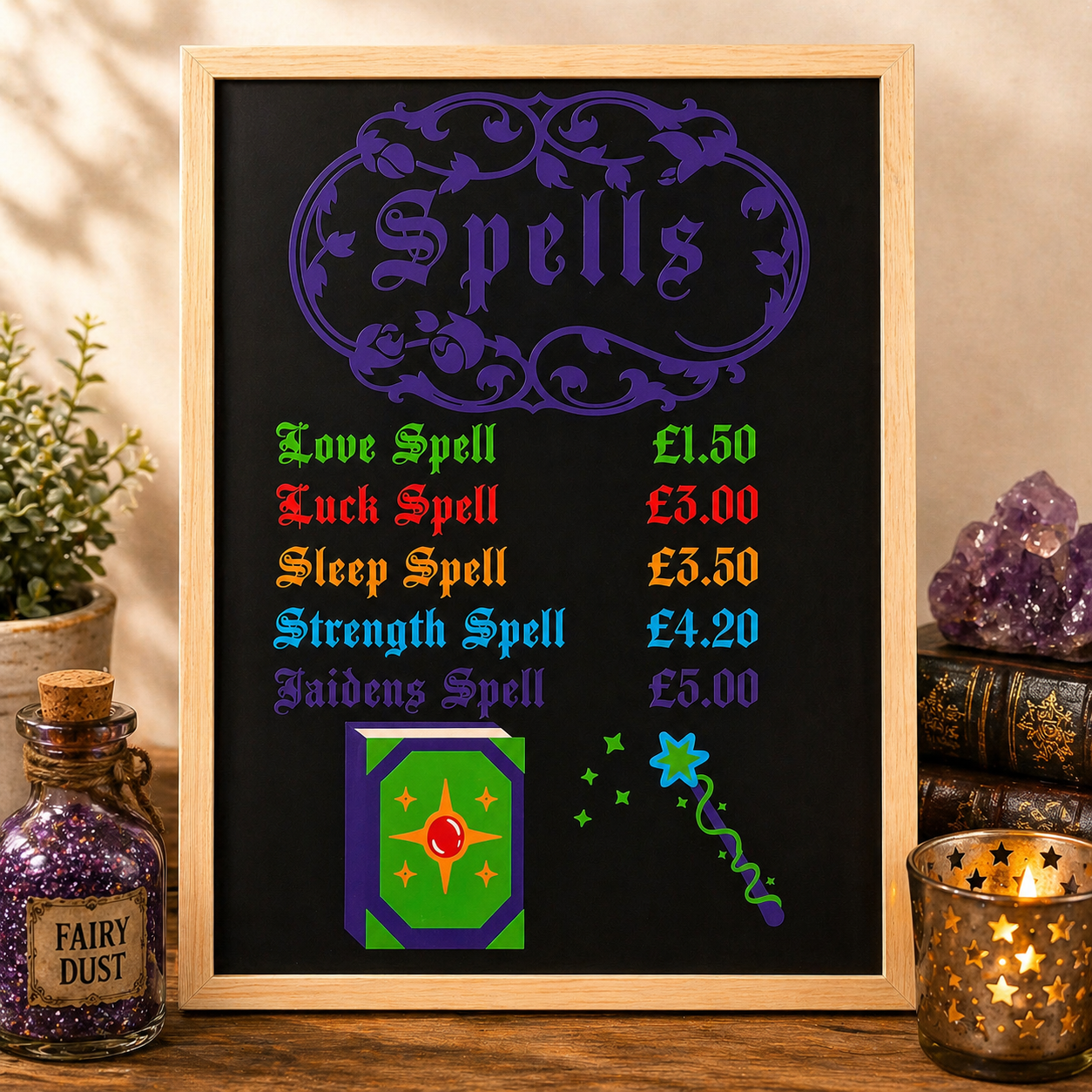 Personalised Blackboard | Mud Kitchen Spell Board | Kids Role Play Toy