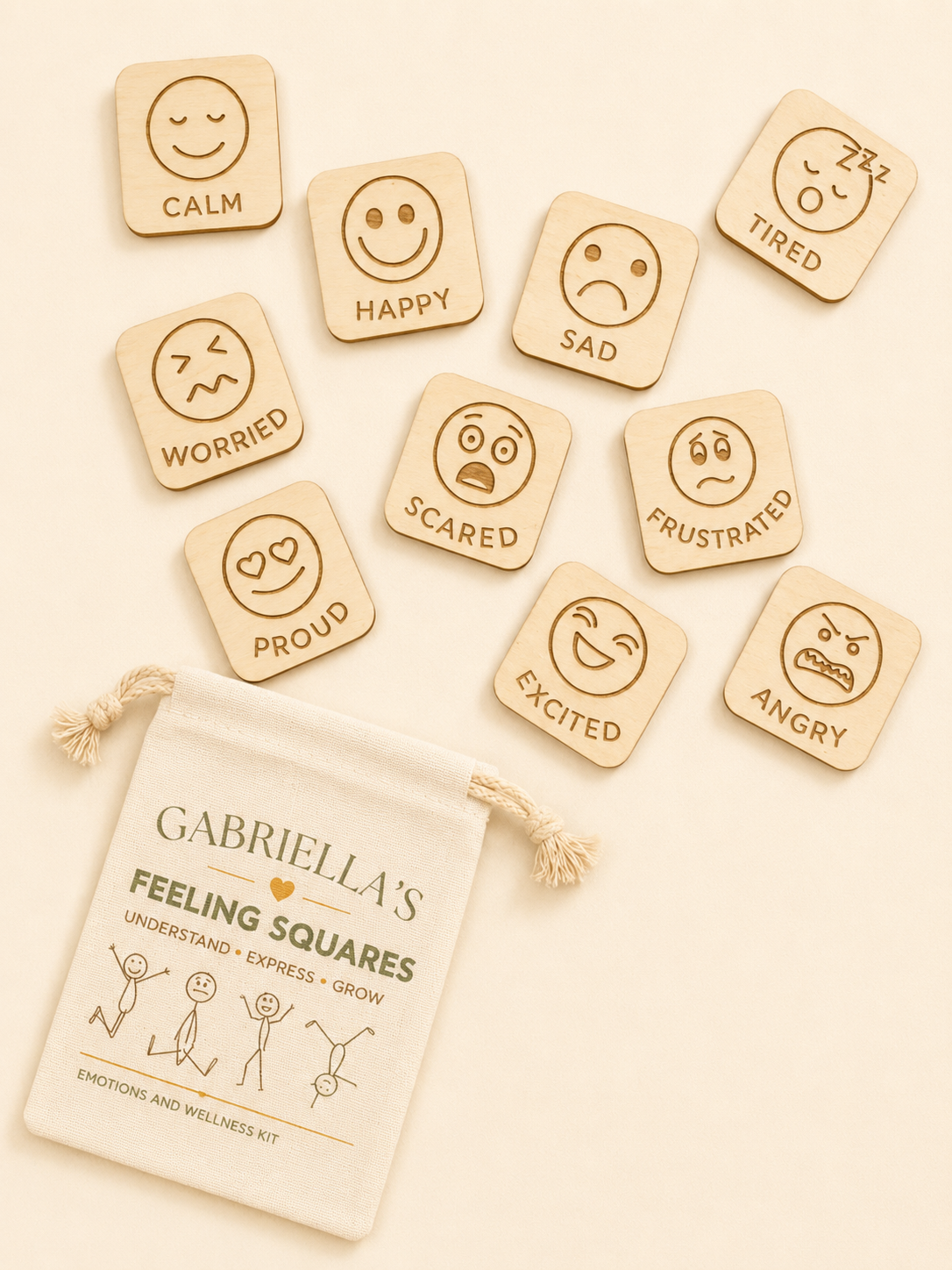 Feeling Squares | Wooden Emotions & Feelings Learning Set