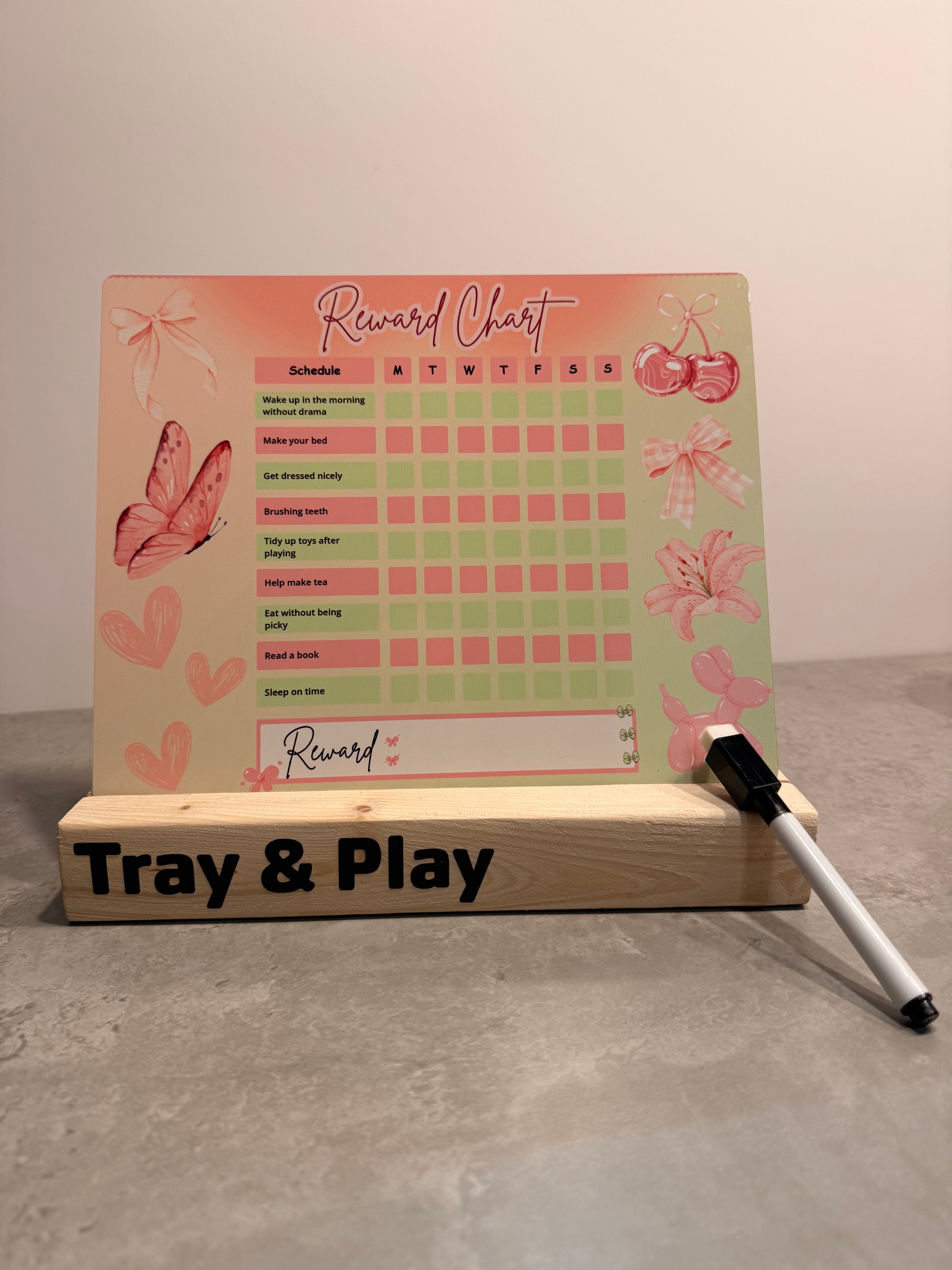 Pink Reward Chart | Reusable Behaviour & Routine Chart for Kids