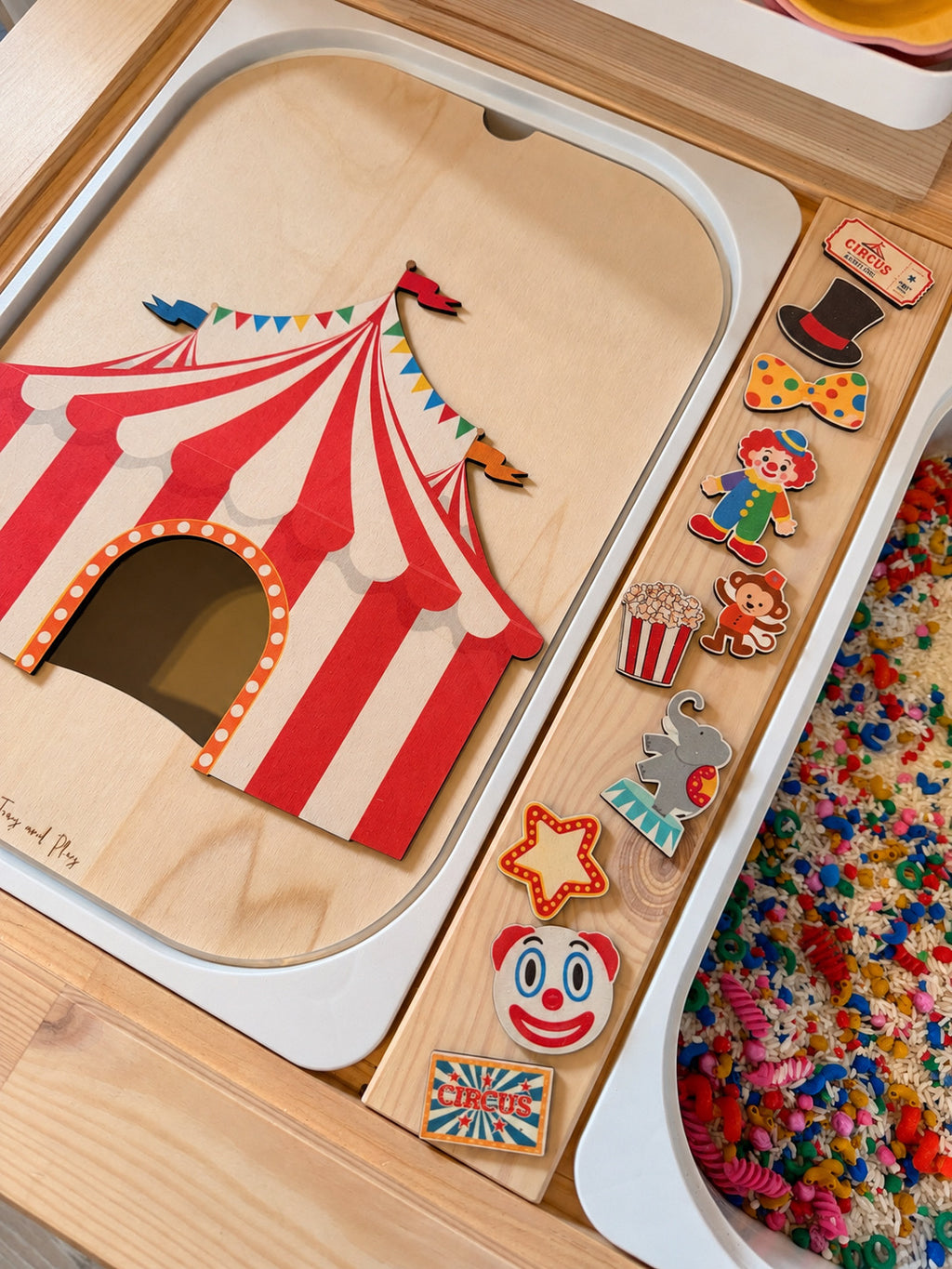 Circus Sensory Play Bundle | FLISAT Insert, Sensory Mix, Wooden Accessories & Printables