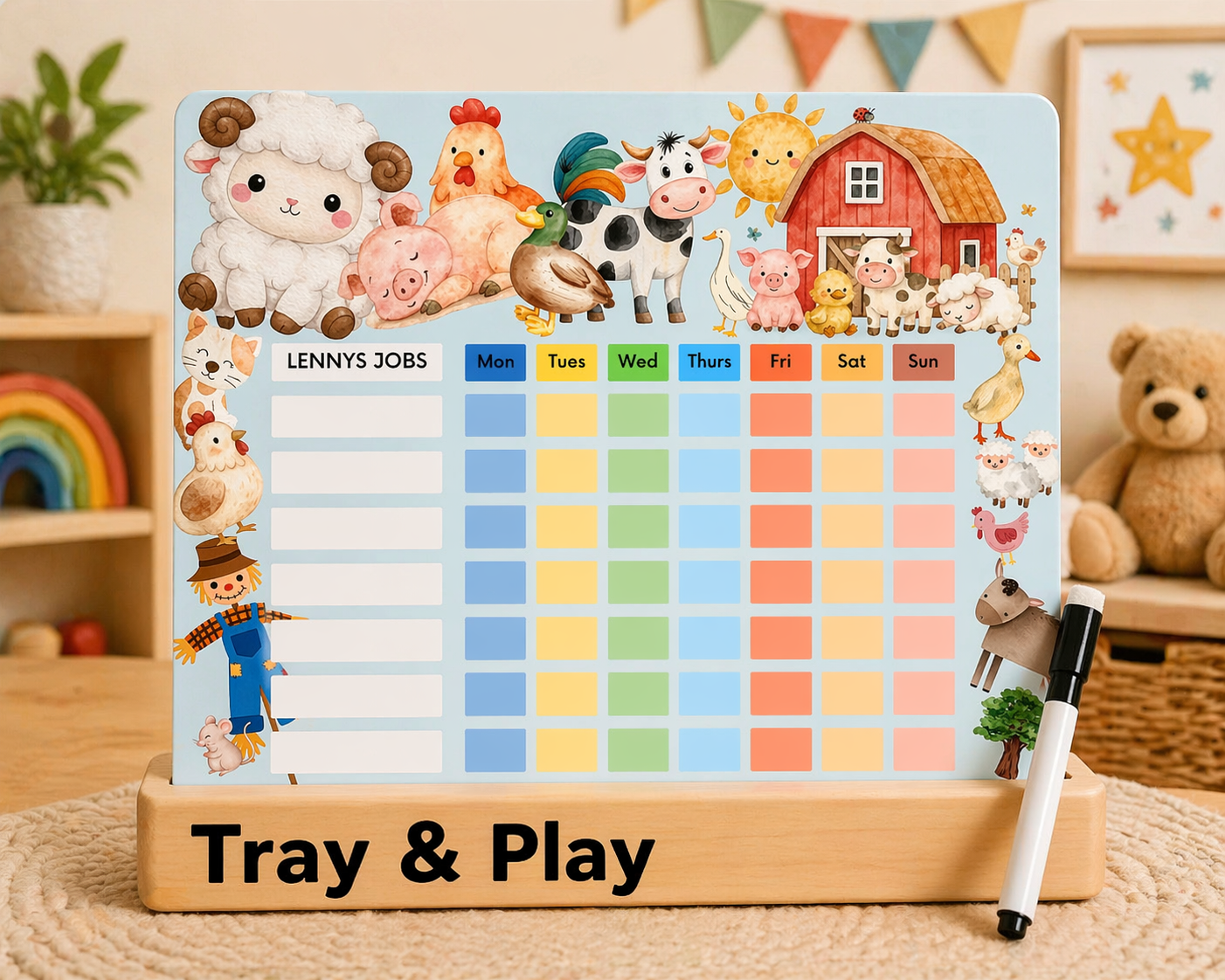 Personalised Farm Reward Chart | Reusable Behaviour & Routine Chart