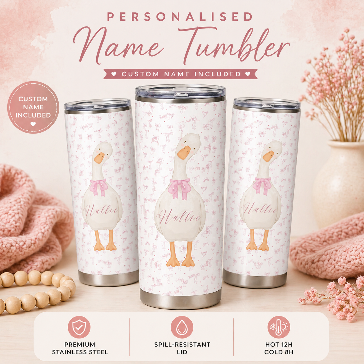 Personalised Goose Name Tumbler | 20oz Insulated Cup