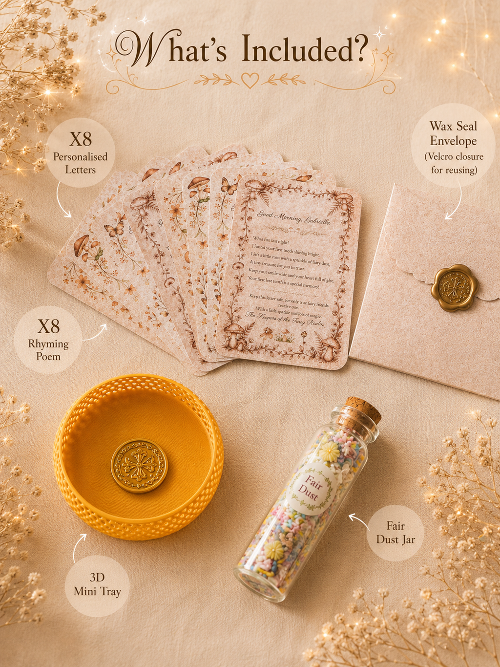 Personalised Tooth Fairy Kit | Letters, Fairy Dust & Keepsake Set