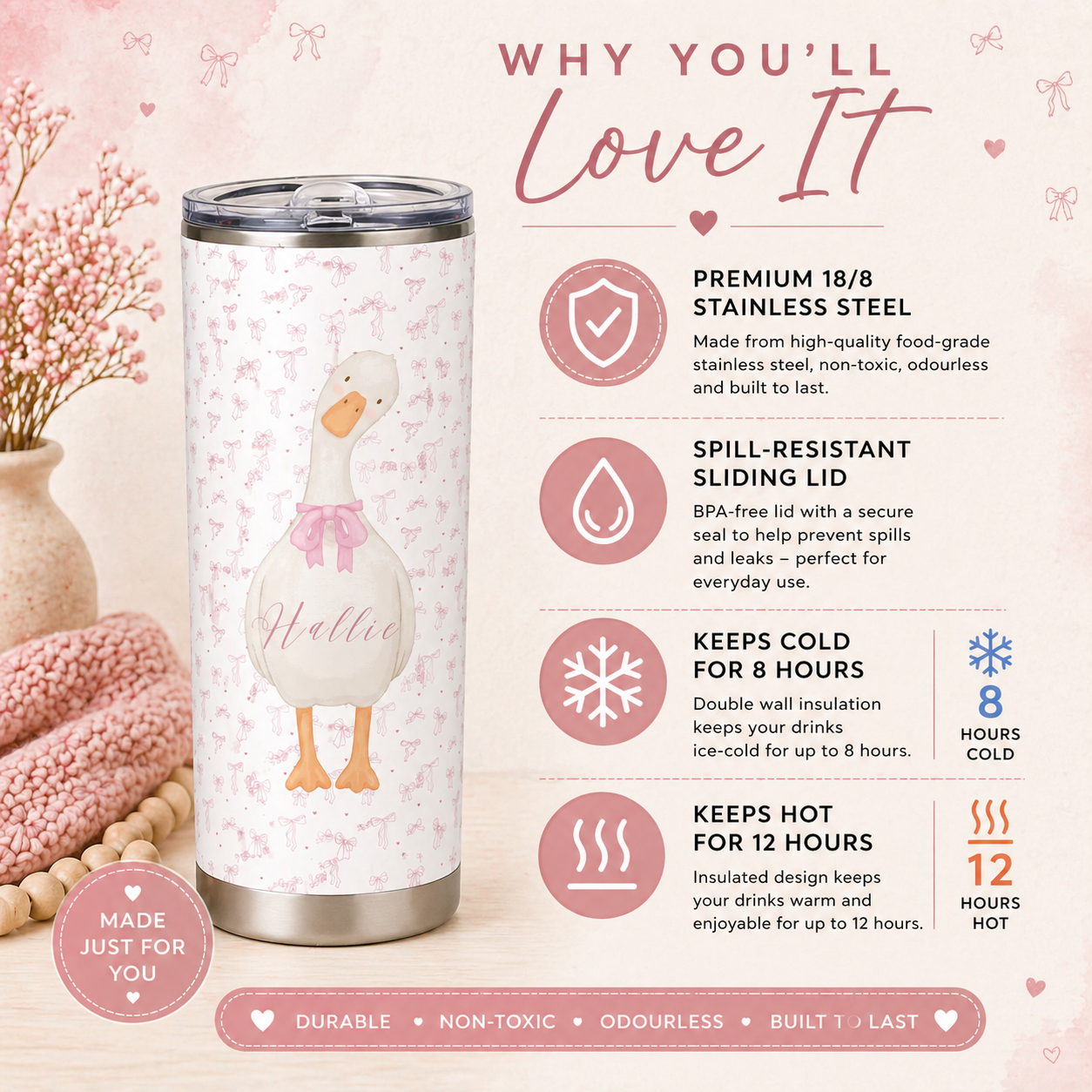 Personalised Goose Name Tumbler | 20oz Insulated Cup