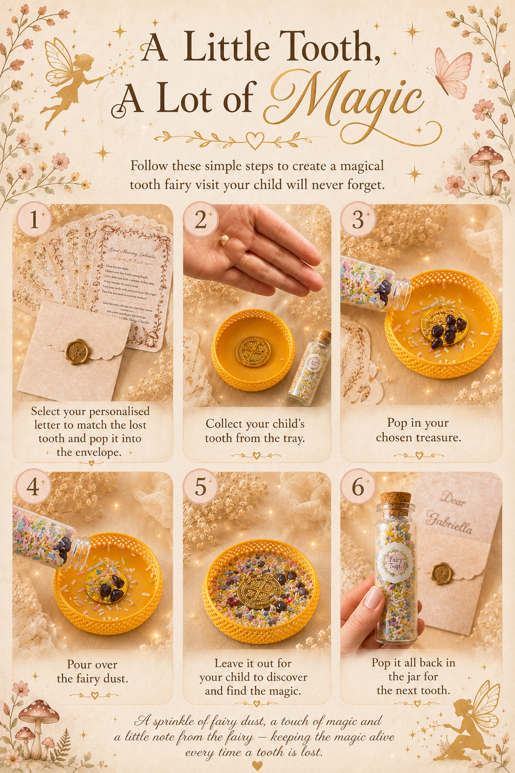 Personalised Tooth Fairy Kit | Letters, Fairy Dust & Keepsake Set