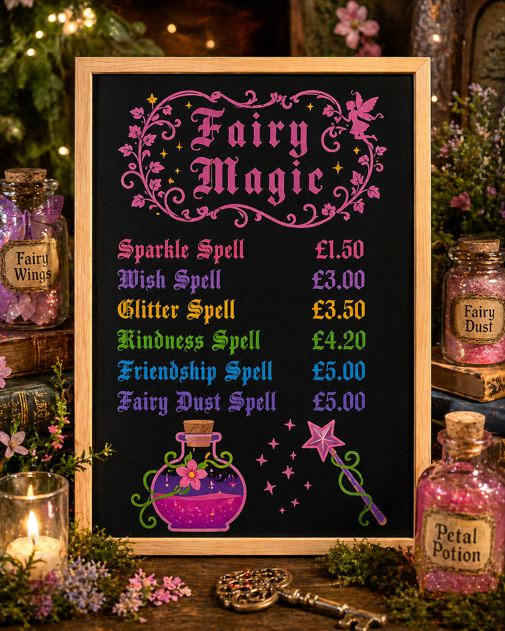 Personalised Blackboard | Mud Kitchen Spell Board | Kids Role Play Toy