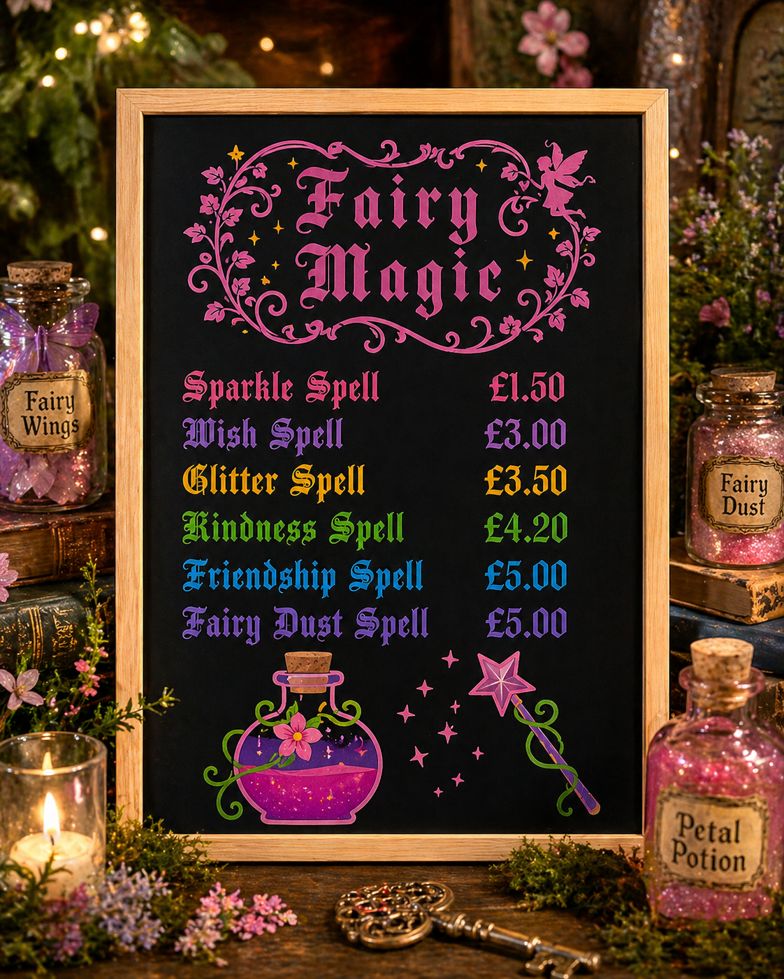 Personalised Blackboard | Mud Kitchen Spell Board | Kids Role Play Toy