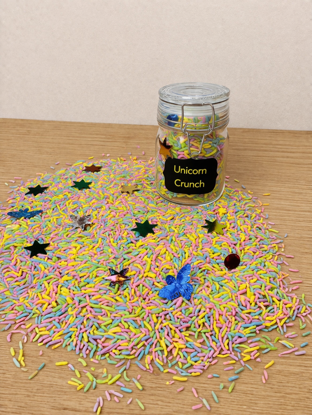 Unicorn Crunch Sensory Play Jar | 150ml Glass Sensory Mix