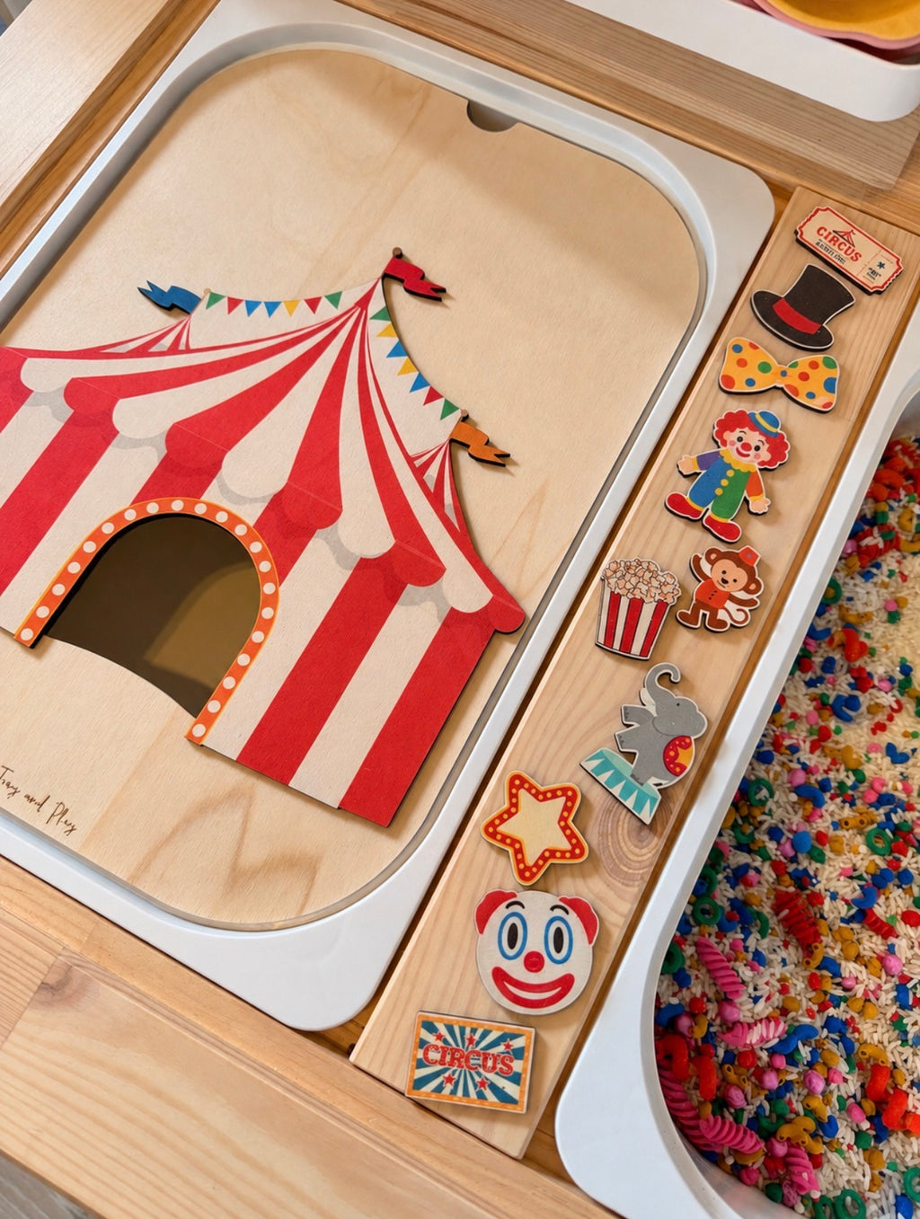 Circus Sensory Play Bundle | FLISAT Insert, Sensory Mix, Wooden Accessories & Printables