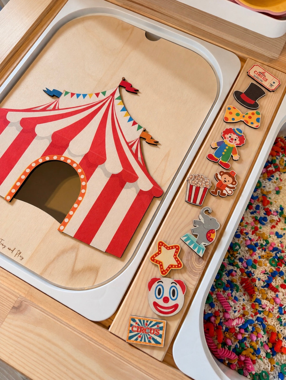 Circus Sensory Play Bundle | FLISAT Insert, Sensory Mix, Wooden Accessories & Printables