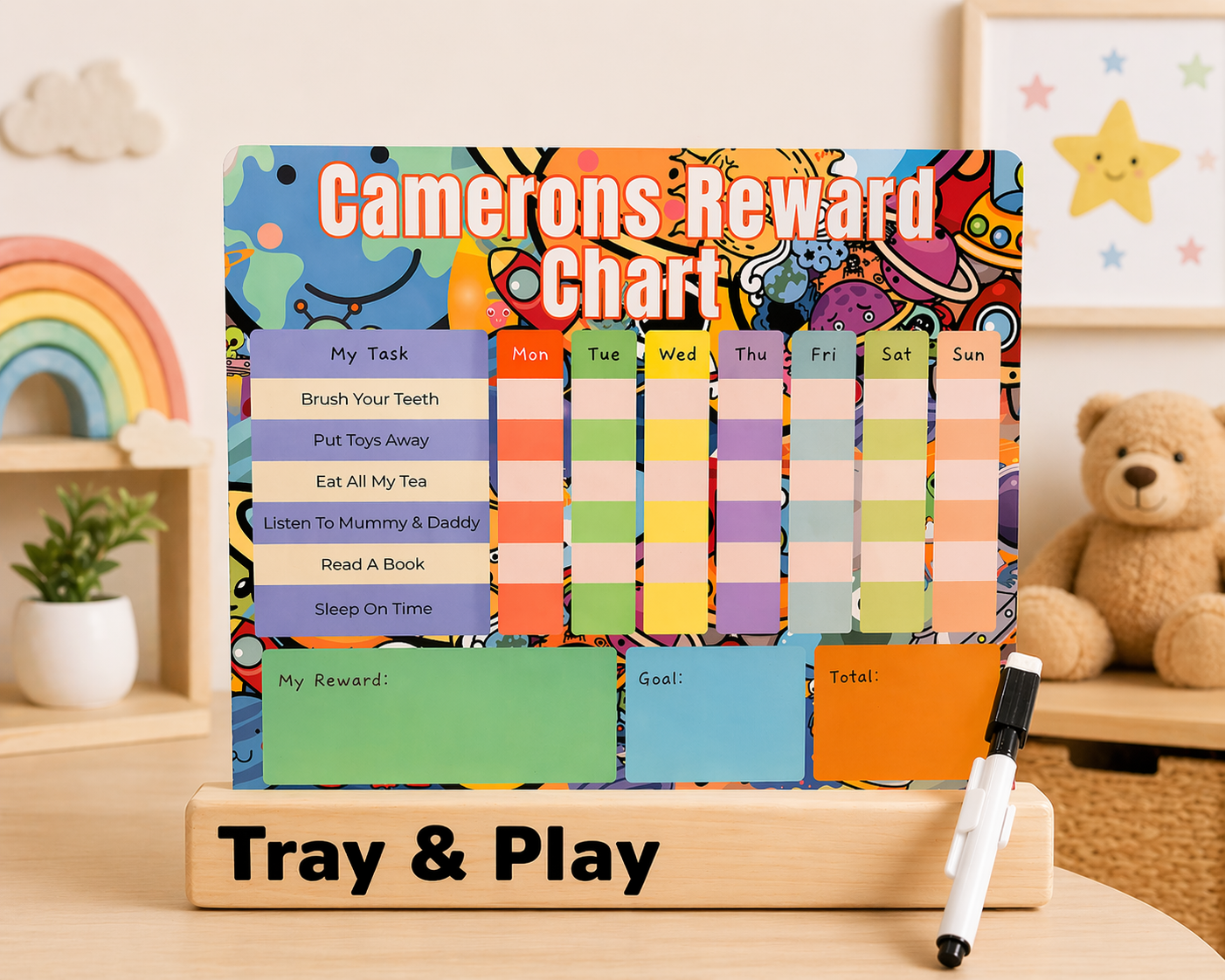 Personalised Space Reward Chart | Reusable Behaviour & Routine Chart