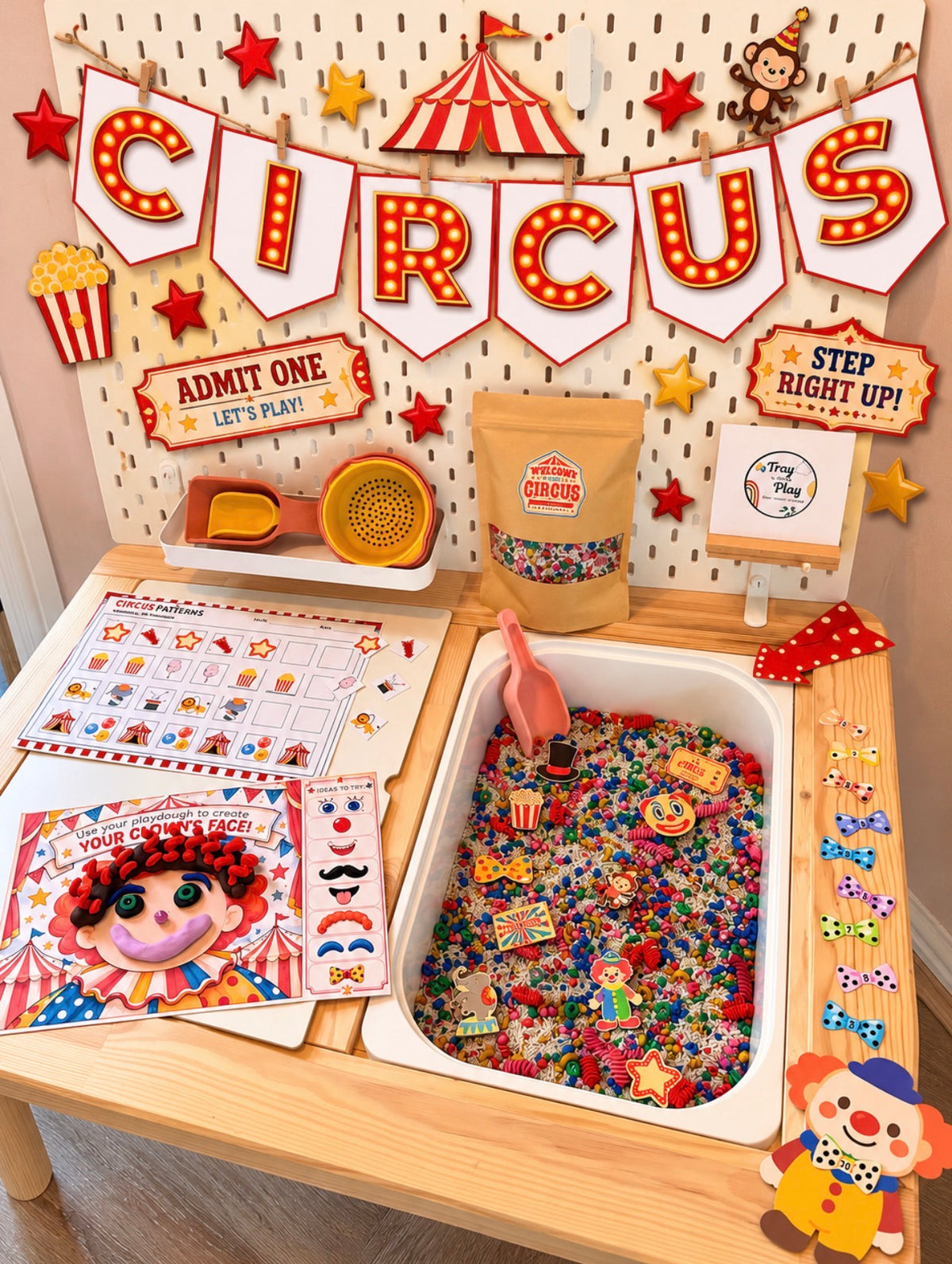 Circus Sensory Play Bundle | FLISAT Insert, Sensory Mix, Wooden Accessories & Printables