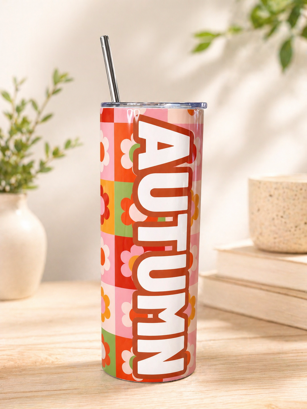Personalised Floral Name Tumbler | 20oz Insulated Cup