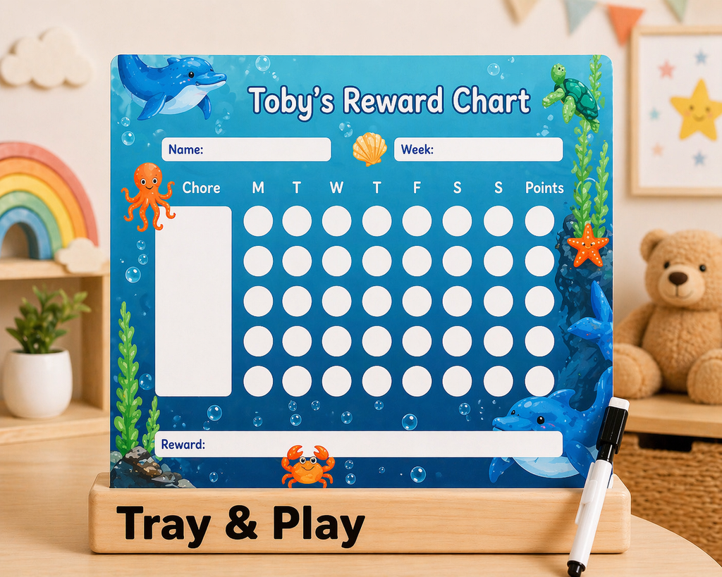 Personalised Ocean Reward Chart | Reusable Behaviour & Routine Chart