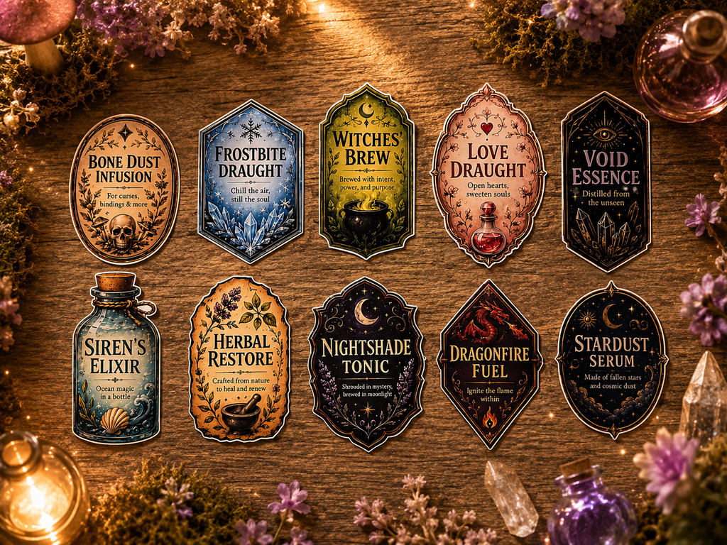 Dark Magic Potion Labels | Witch Potion Stickers