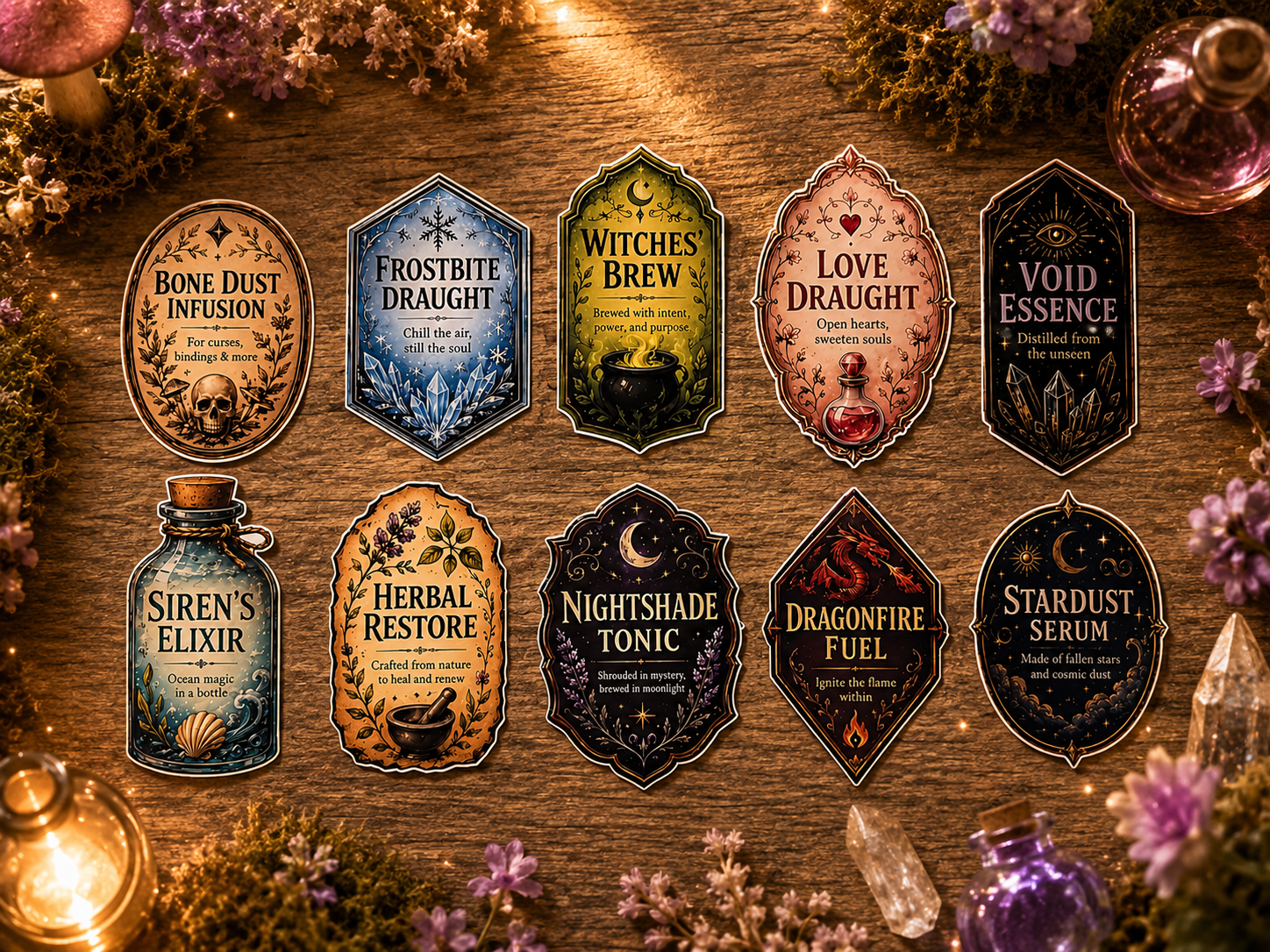Dark Magic Potion Labels | Witch Potion Stickers