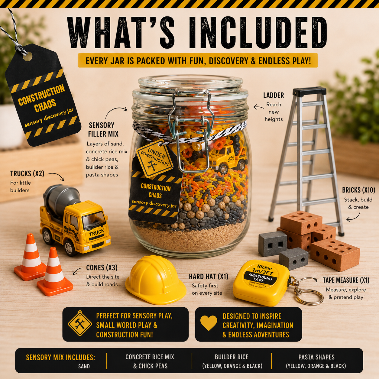 Construction Sensory Play Jar | Builder-Themed Pour & Play Activity