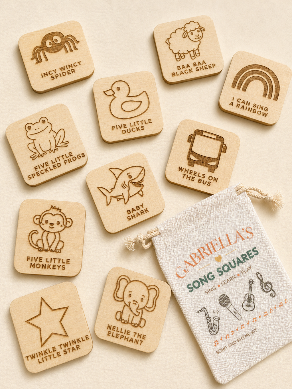 Song Squares | Wooden Nursery Rhyme & Singing Activity Set