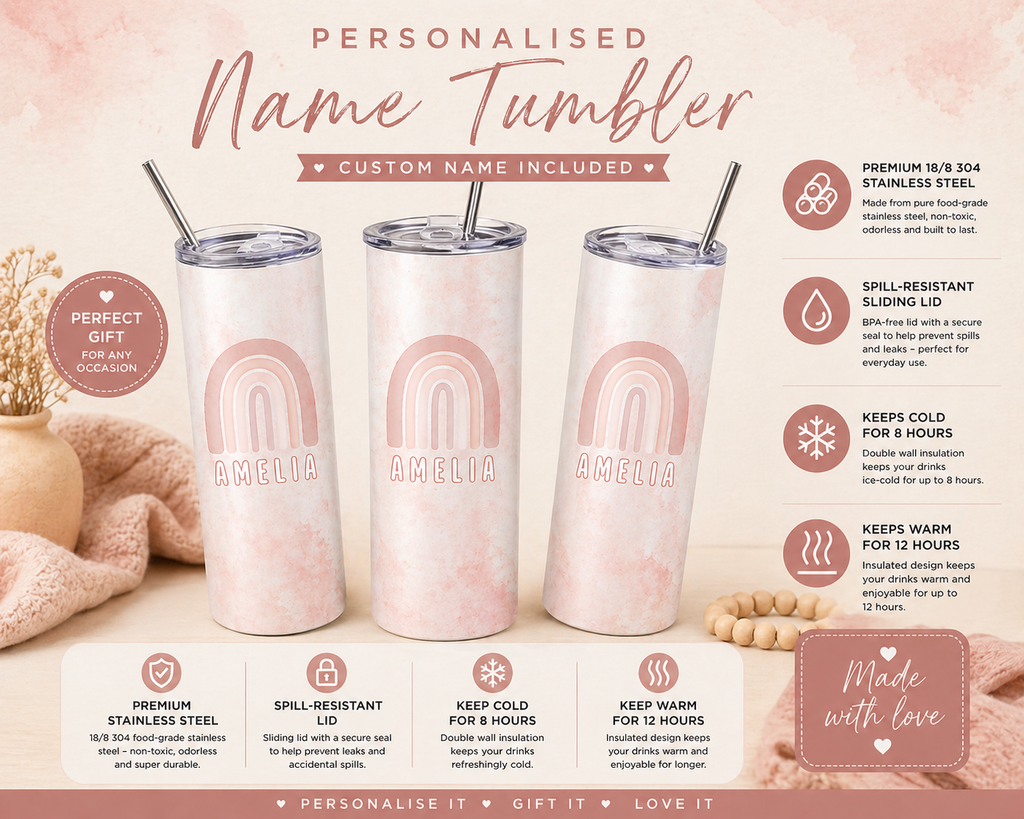 Personalised Rainbow Tumbler | 20oz Insulated Cup