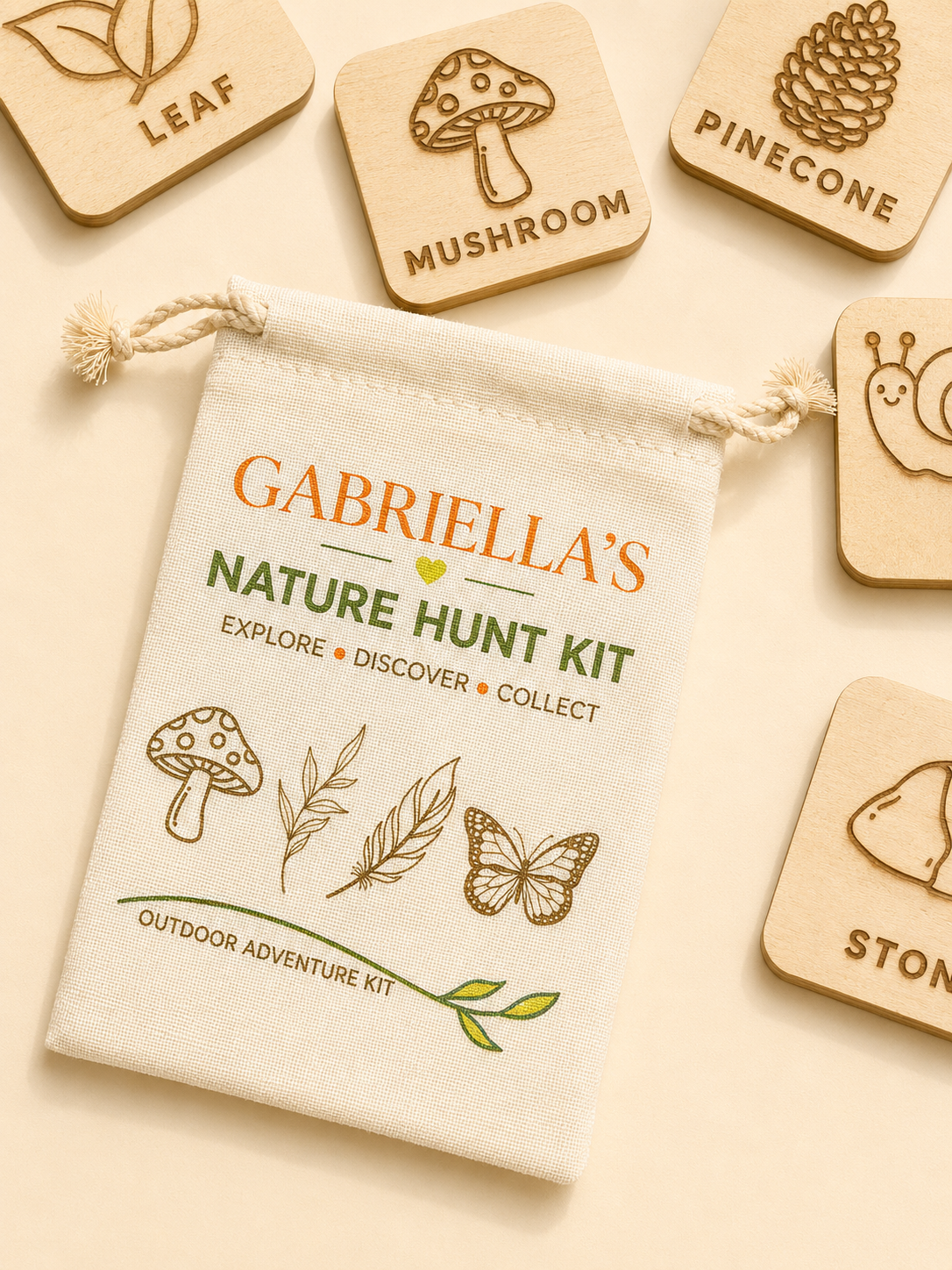 Nature Hunt Kit | Wooden Nature Scavenger Hunt Activity for Kids