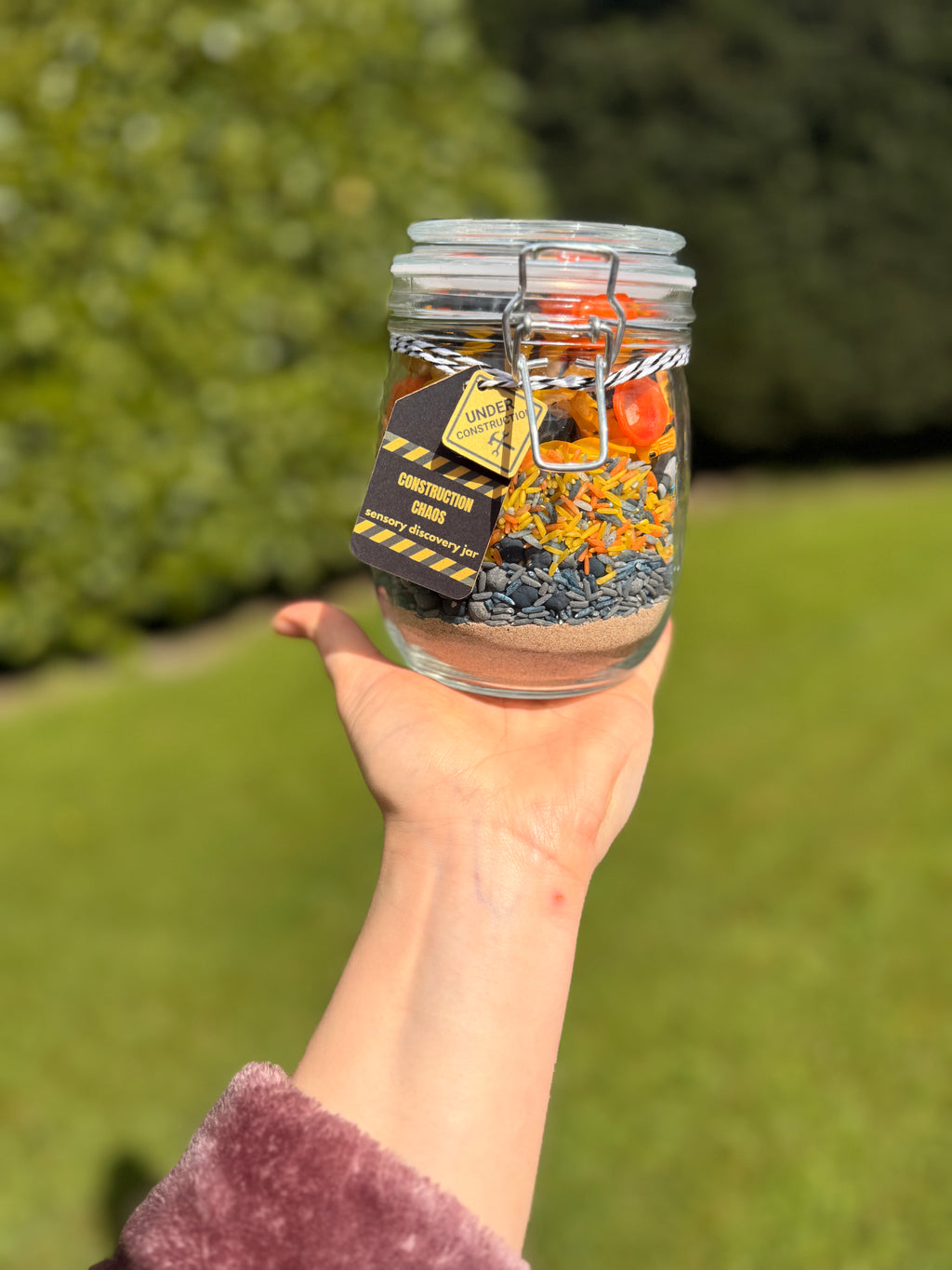 Construction Sensory Play Jar | Builder-Themed Pour & Play Activity