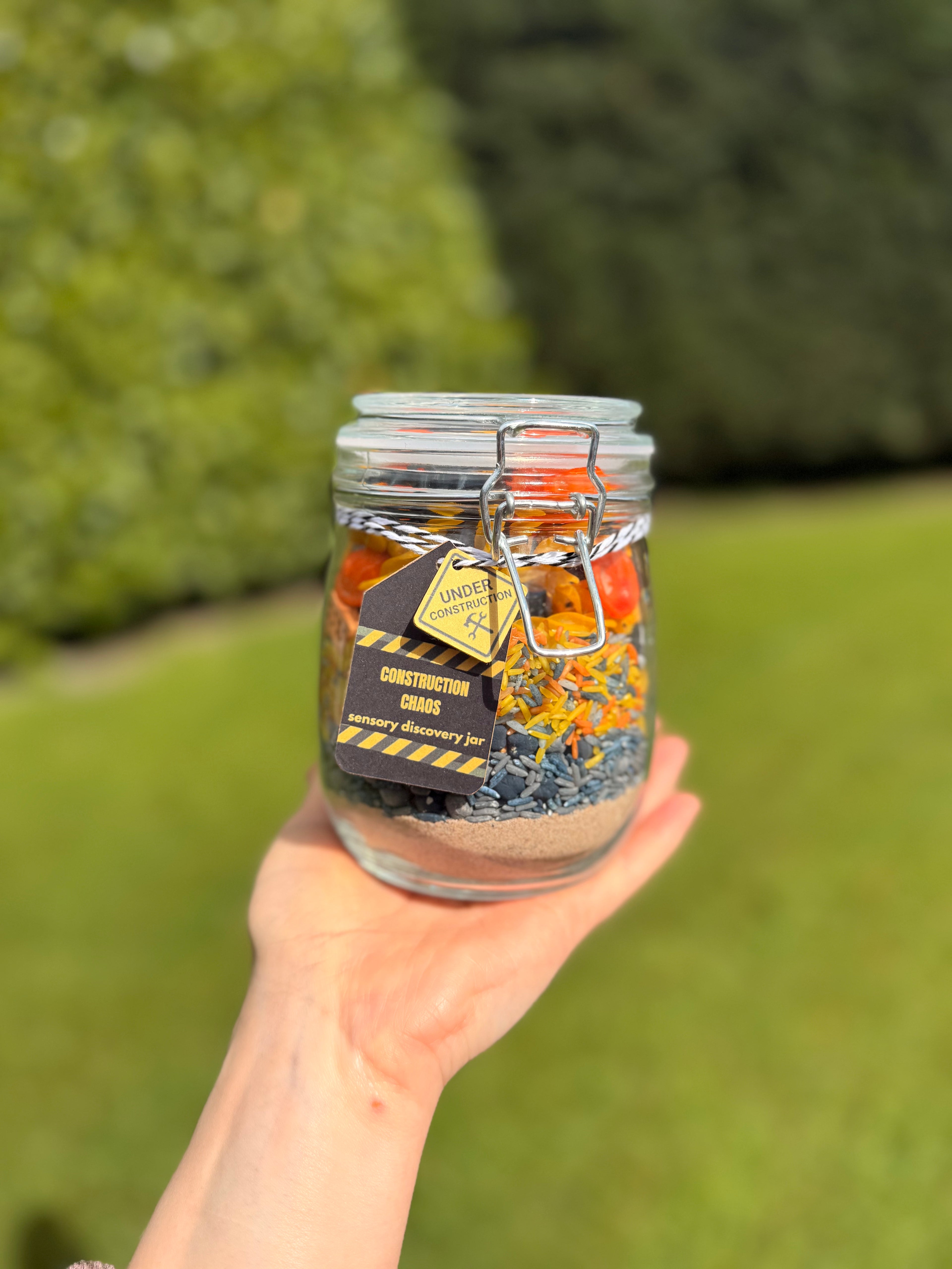 Construction Sensory Play Jar | Builder-Themed Pour & Play Activity