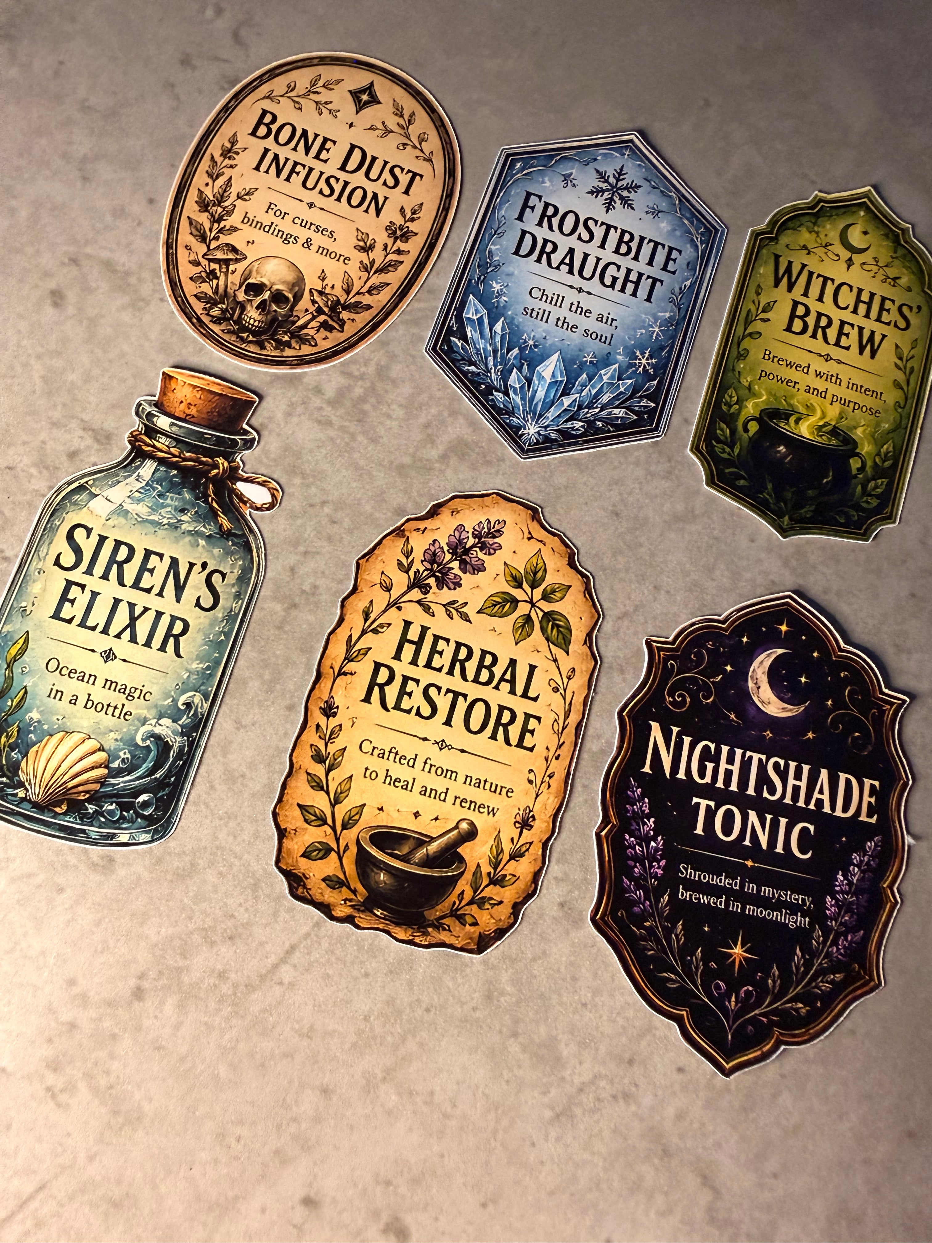 Dark Magic Potion Labels | Witch Potion Stickers
